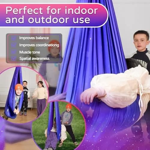 Heyfriday Sensory Swing for Kids & Adults 59in x 59in | Supports 300lbs, Adjustable, Indoor & Outdoor, 360° Swivel, Galaxy Purple thumbnail 7