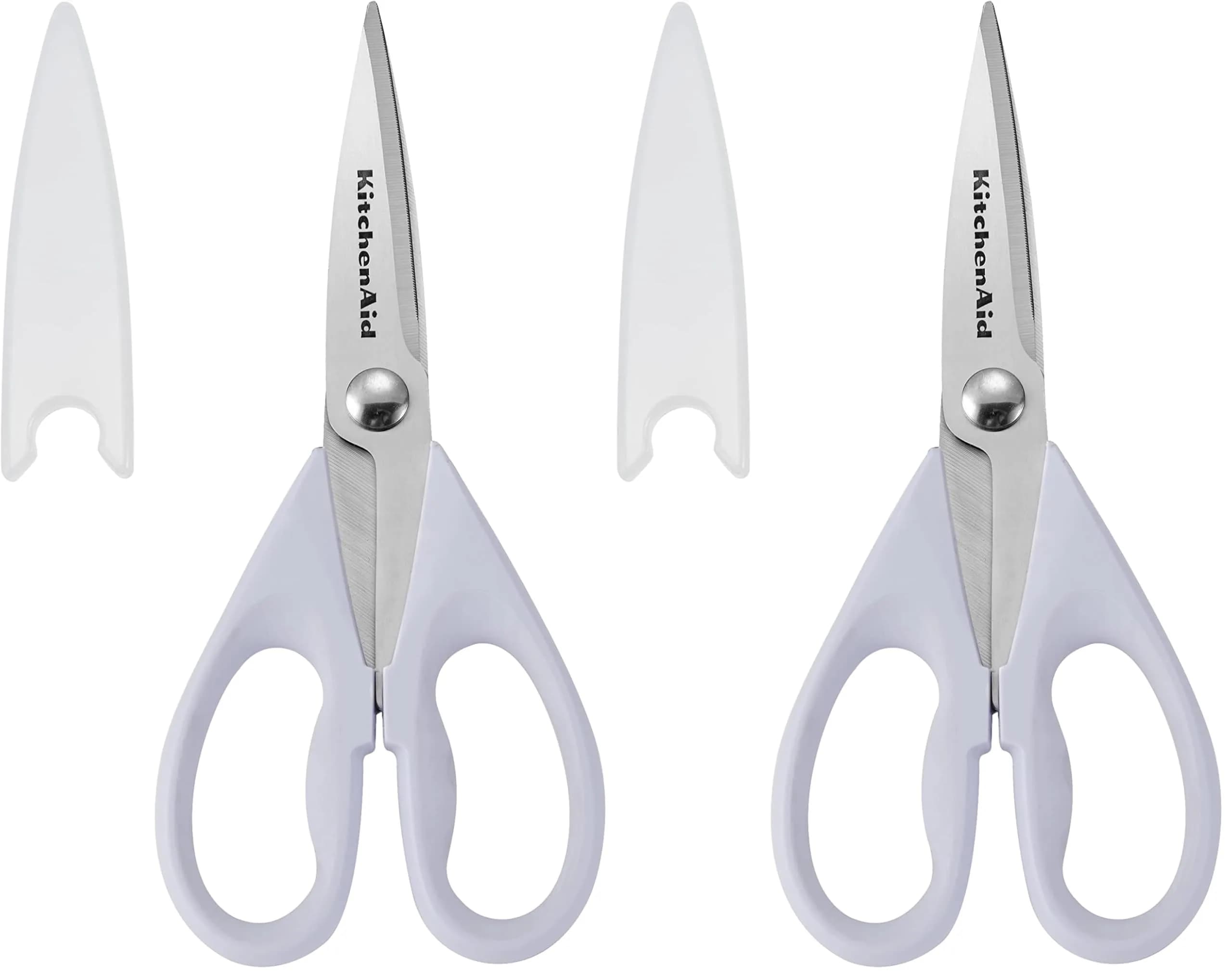 KitchenAid 8.72 Inch All-Purpose Kitchen Shears with Protective Sheath, Soft Grip, Lavendar Cream, Pack of 2