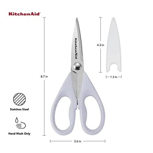 KitchenAid 8.72 Inch All-Purpose Kitchen Shears with Protective Sheath, Soft Grip, Lavendar Cream, Pack of 2 thumbnail 3
