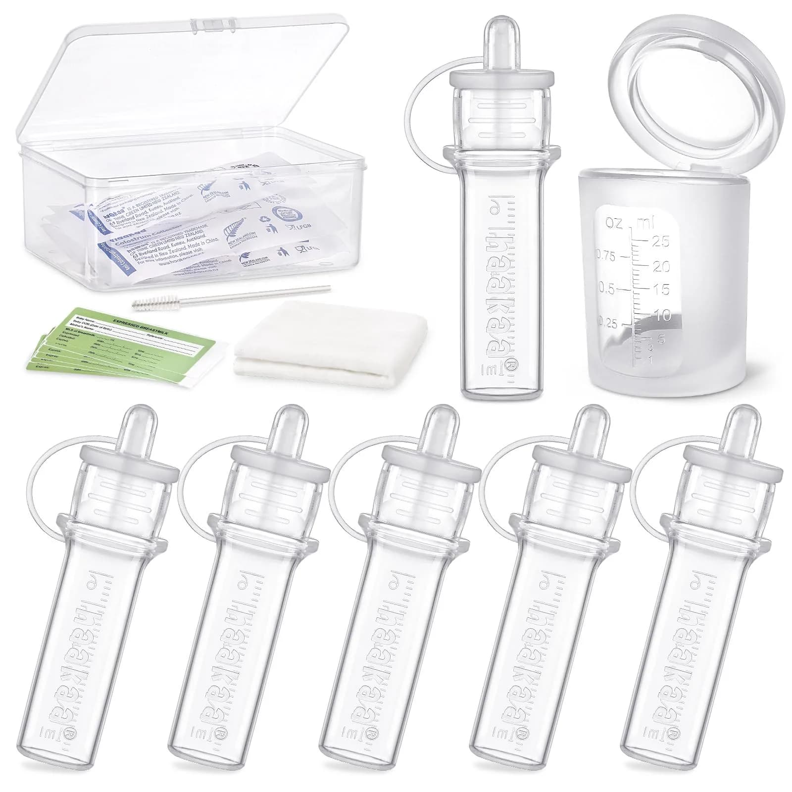 haakaa Colostrum Collector Kit 4ml 6 Count | Award-Winning Original Design — 6ml + Feeding Cup