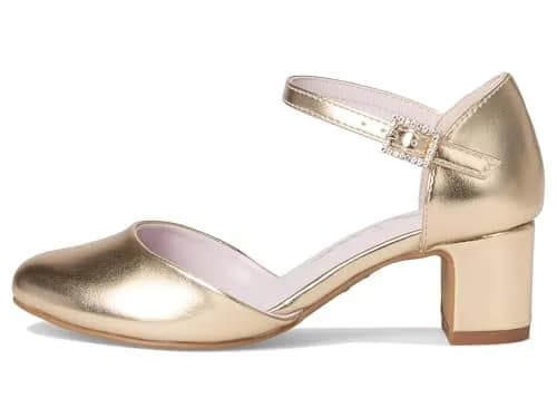 NINA Girls Macey (Little Kid/Big Kid) Gold 1 Medium Little Kid | Elegant dressy pump with crystal buckle thumbnail 4
