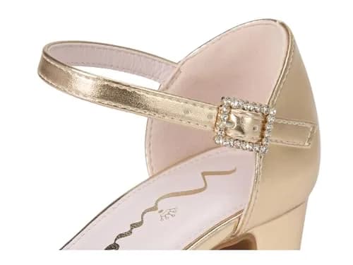 NINA Girls Macey (Little Kid/Big Kid) Gold 1 Medium Little Kid | Elegant dressy pump with crystal buckle thumbnail 6
