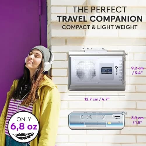 KLIM K8 Cassette Player, Portable Recorder with AM FM Radio & Built-in Speaker | Nostalgic Analog Audio thumbnail 7