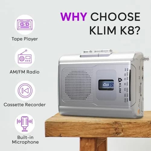 KLIM K8 Cassette Player, Portable Recorder with AM FM Radio & Built-in Speaker | Nostalgic Analog Audio thumbnail 2