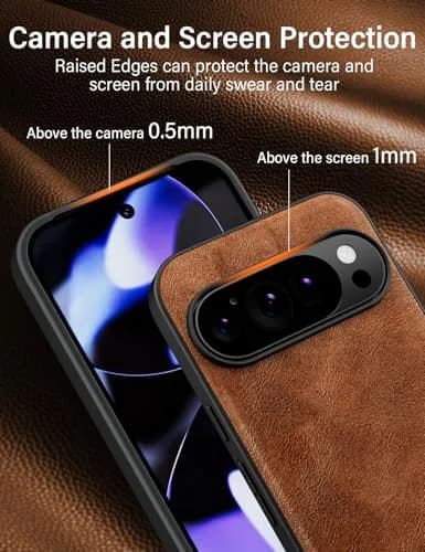 X-level PU Leather Case for Google Pixel 10/10 Pro, Brown | Slim Fit Shockproof Business Style thumbnail 3