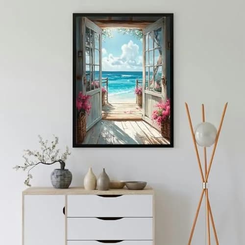 MBNTJHT Stamped Cross Stitch Kit for Adults & Beginners | 12x16 Inch Landscape Beach Scene thumbnail 5