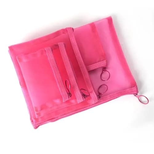 patu Zipper Mesh Bags Set of 5 (XS/S/M/L & Long Pouch) | Lightweight & Breathable Travel Toiletry Kit thumbnail 1