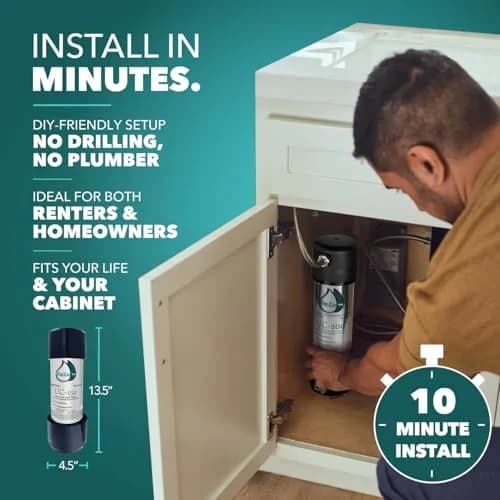 CuZn UC-150 Under Sink Water Filter 2.27 kg (3.5 lb) | Reduces PFAs, Lead, Chlorine thumbnail 5