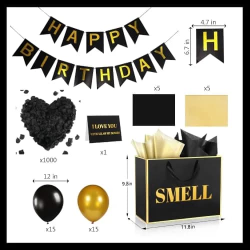 PEMOTYST 5 Senses Gift Bags for Him | Elegant Black & Gold, Reusable, Complete Sensory Experience thumbnail 2