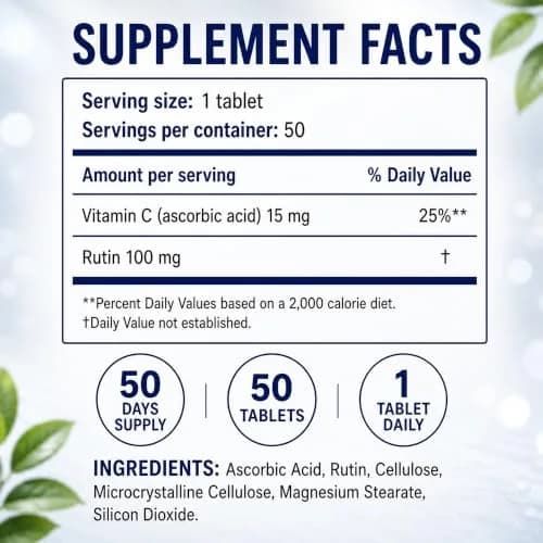 RUTASCORBIN Rutin & Vitamin C Tablets 50 Count | Immune & Circulation Support thumbnail 8