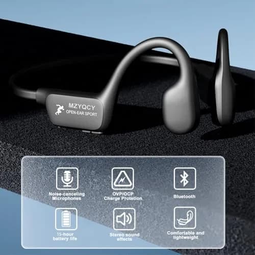 MZYQCY Open-Ear Bone Conduction Headphones with Mic, Bluetooth 5.4, 15-Hour Playtime, IPX6 Waterproof | Safe Running & Outdoor Use thumbnail 2