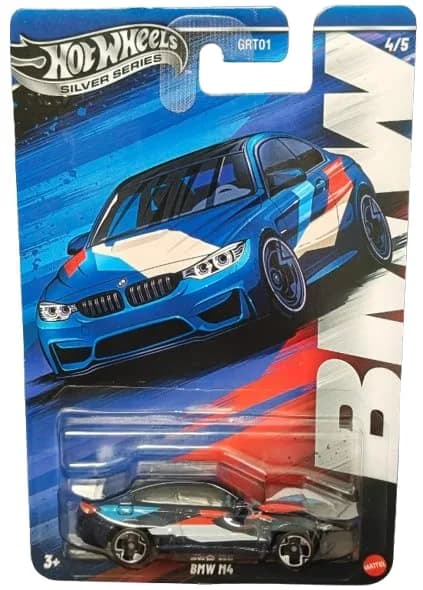 Mattel Silver Series BMW M4 1:64 Scale Diecast Car | European Collectible in Dark Blue thumbnail 2