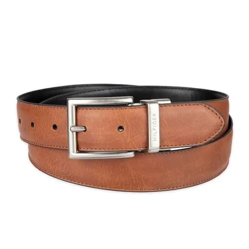 Tommy Hilfiger Men's Reversible Feather Edge Dress Belt 32mm (1.25 inches) | Cognac/Black, Size 3X (50-52) thumbnail 2