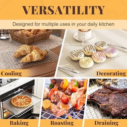 LIEMAND 2 PCS Grid Wire Baking Cooling Racks 10" x 15" | Heavy-Duty Stainless Steel for Oven & Dishwasher Safe thumbnail 6