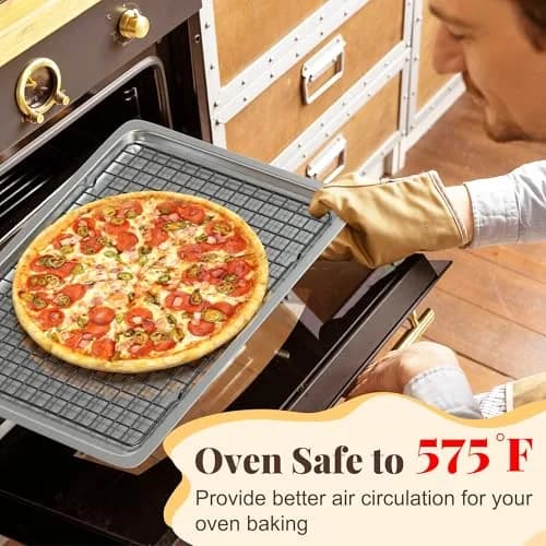 LIEMAND Black 2 PCS 25cm x 38cm (10" x 15") Grid Wire Baking Cooling Racks | Oven Safe & Dishwasher Safe thumbnail 5