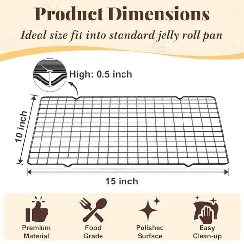 LIEMAND Black 2 PCS 25cm x 38cm (10" x 15") Grid Wire Baking Cooling Racks | Oven Safe & Dishwasher Safe thumbnail 2