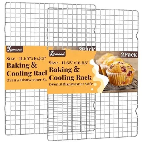 LIEMAND 2 PCS Grid Wire Baking Cooling Racks 42.7cm x 29.8cm (16.85" x 11.65") | Oven Safe Stainless Steel Cooling Trays thumbnail 1