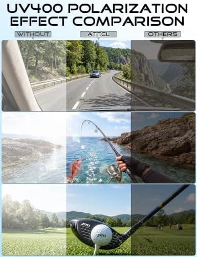 ATTCL Polarized Sunglasses Men Al-Mg Metal Ultralight UV400 for Driving | Rectangular Frame, Silver Mirrored Lenses thumbnail 6
