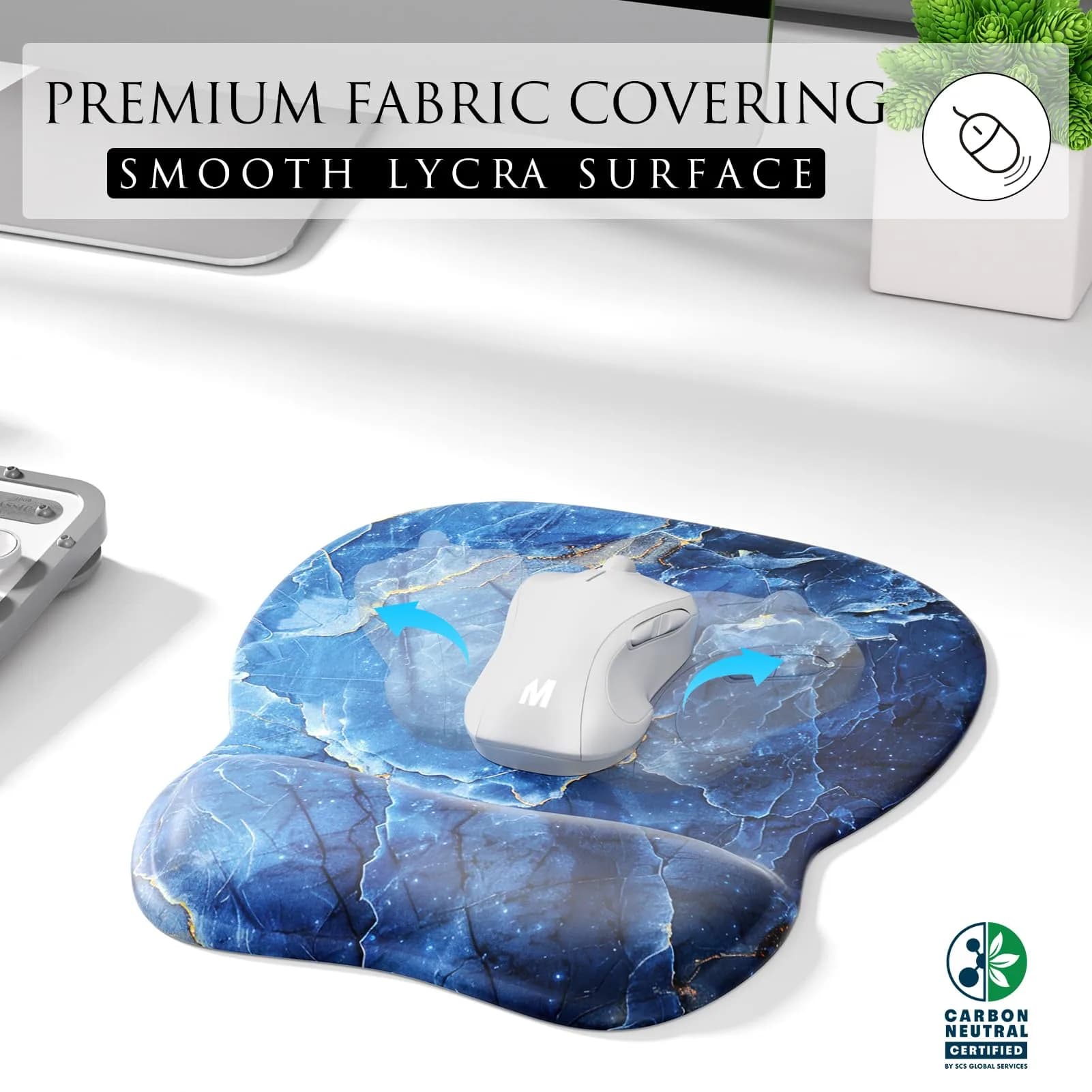 MROCO Ergonomic Mouse Pad with Gel Wrist Rest, 9.4 x 8.1 Inch Ocean Marble | Reduce Wrist Strain