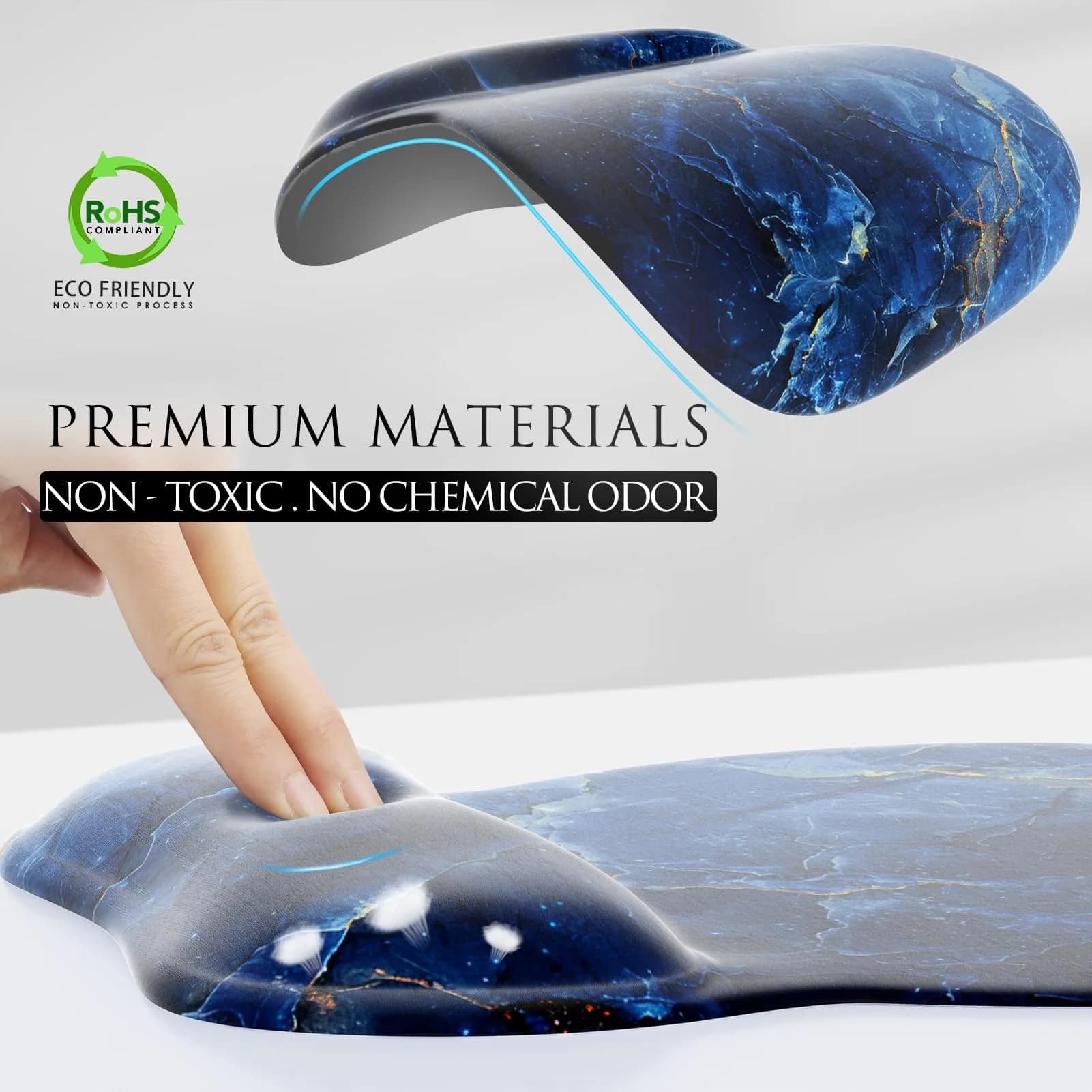 MROCO Ergonomic Mouse Pad with Gel Wrist Rest, 9.4 x 8.1 Inch Ocean Marble | Reduce Wrist Strain thumbnail 2
