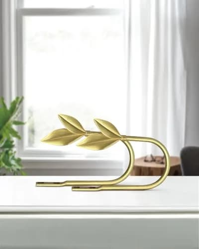 J JHOUSELIFESTYLE Gold Curtain Holdbacks 2 Pack | Elegant Metal Olive Leaf Wall Mount Hooks thumbnail 4