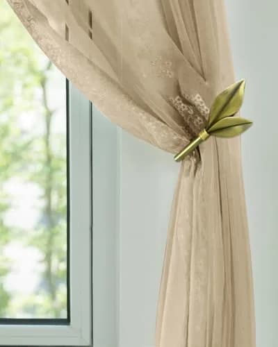 J JHOUSELIFESTYLE Antique Brass Curtain Holdbacks 2 Pack | Metal Olive Leaf Wall Mounted Decor (6.25 inch) thumbnail 1