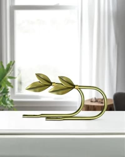 J JHOUSELIFESTYLE Antique Brass Curtain Holdbacks 2 Pack | Metal Olive Leaf Wall Mounted Decor (6.25 inch) thumbnail 2
