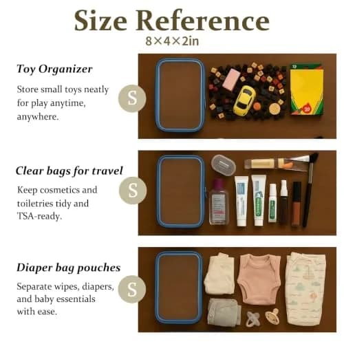 WELPIRT Clear Zipper Pouches, Hard Shell Zipper Case (M+3S) | Waterproof, Stackable, Transparent Organizer thumbnail 4