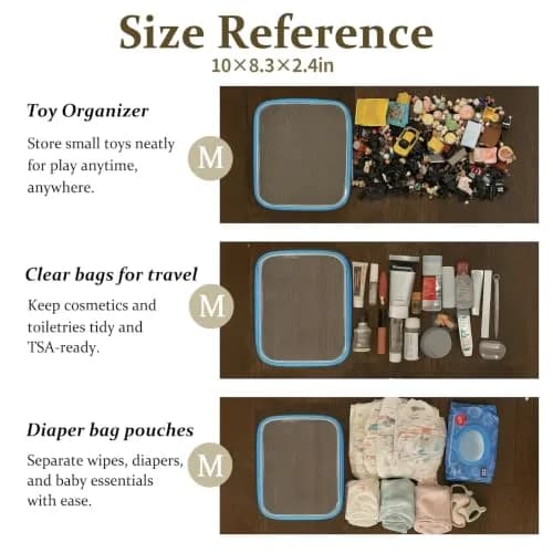 WELPIRT Clear Zipper Pouches, Hard Shell Zipper Case (M+3S) | Waterproof, Stackable, Transparent Organizer thumbnail 5