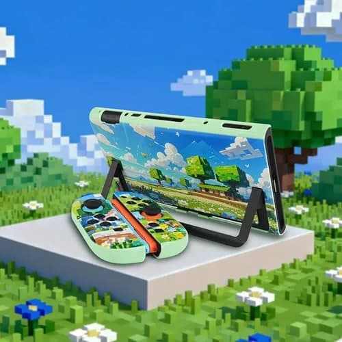 TIKOdirect Protective Case for Switch 2, Hard Back Shell & Soft Grip, Green Flower | Dockable PC TPU Cover thumbnail 6