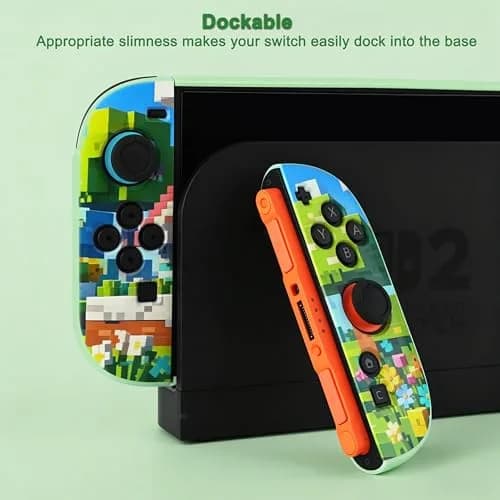 TIKOdirect Protective Case for Switch 2, Hard Back Shell & Soft Grip, Green Flower | Dockable PC TPU Cover thumbnail 2