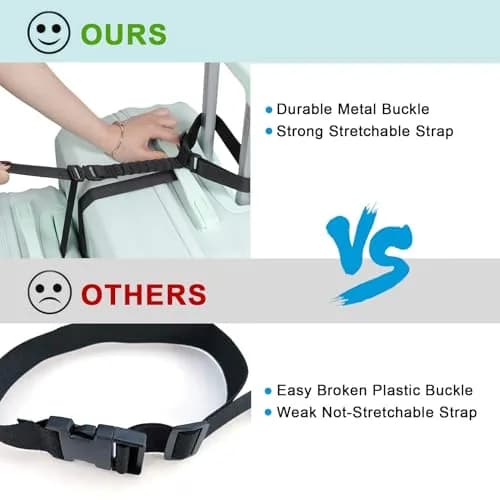 Vigorport Luggage Straps Metal Buckle with Nylon Straps | Connect 2 to 3 Suitcases thumbnail 4