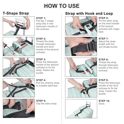 Vigorport Luggage Straps Metal Buckle with Nylon Straps | Connect 2 to 3 Suitcases thumbnail 7