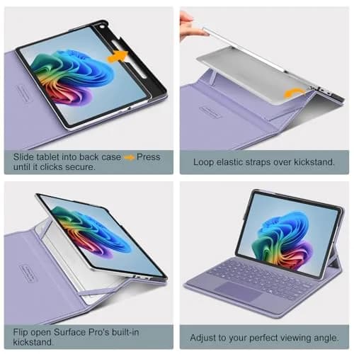 Fintie Portfolio Case for Microsoft Surface Pro 12 inch 1st Edition (2025) Lilac Purple | Multi-Angle Viewing Business Cover with Stylus Holder thumbnail 9