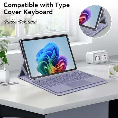 Fintie Portfolio Case for Microsoft Surface Pro 12 inch 1st Edition (2025) Lilac Purple | Multi-Angle Viewing Business Cover with Stylus Holder thumbnail 3