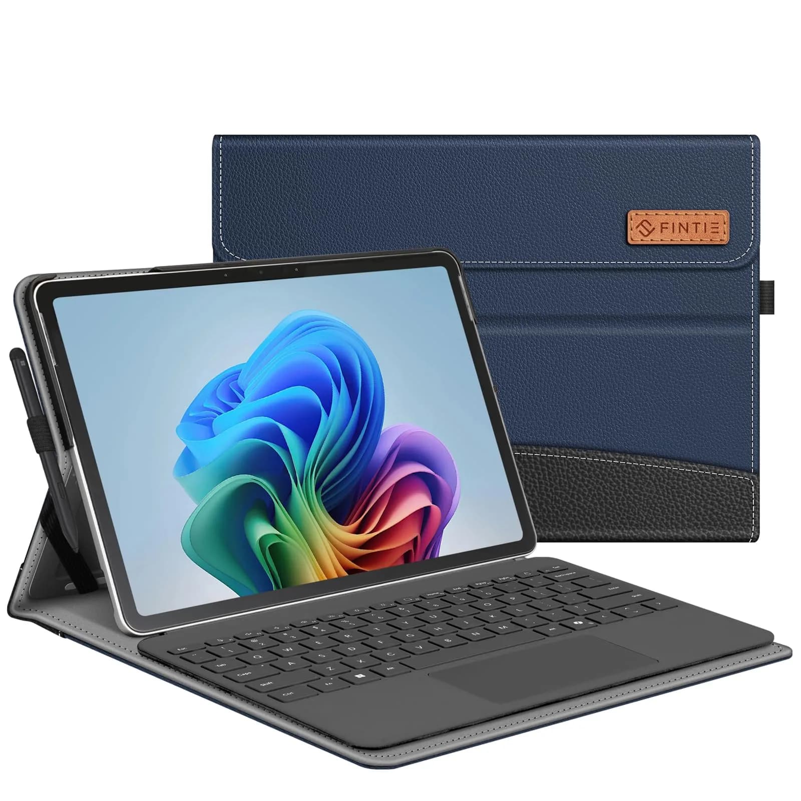 Fintie Portfolio Case for Microsoft Surface Pro 12 inch 1st Edition (2025) Gray | Multi-Angle Viewing Business Cover with Pocket & Stylus Holder — Navy/Black