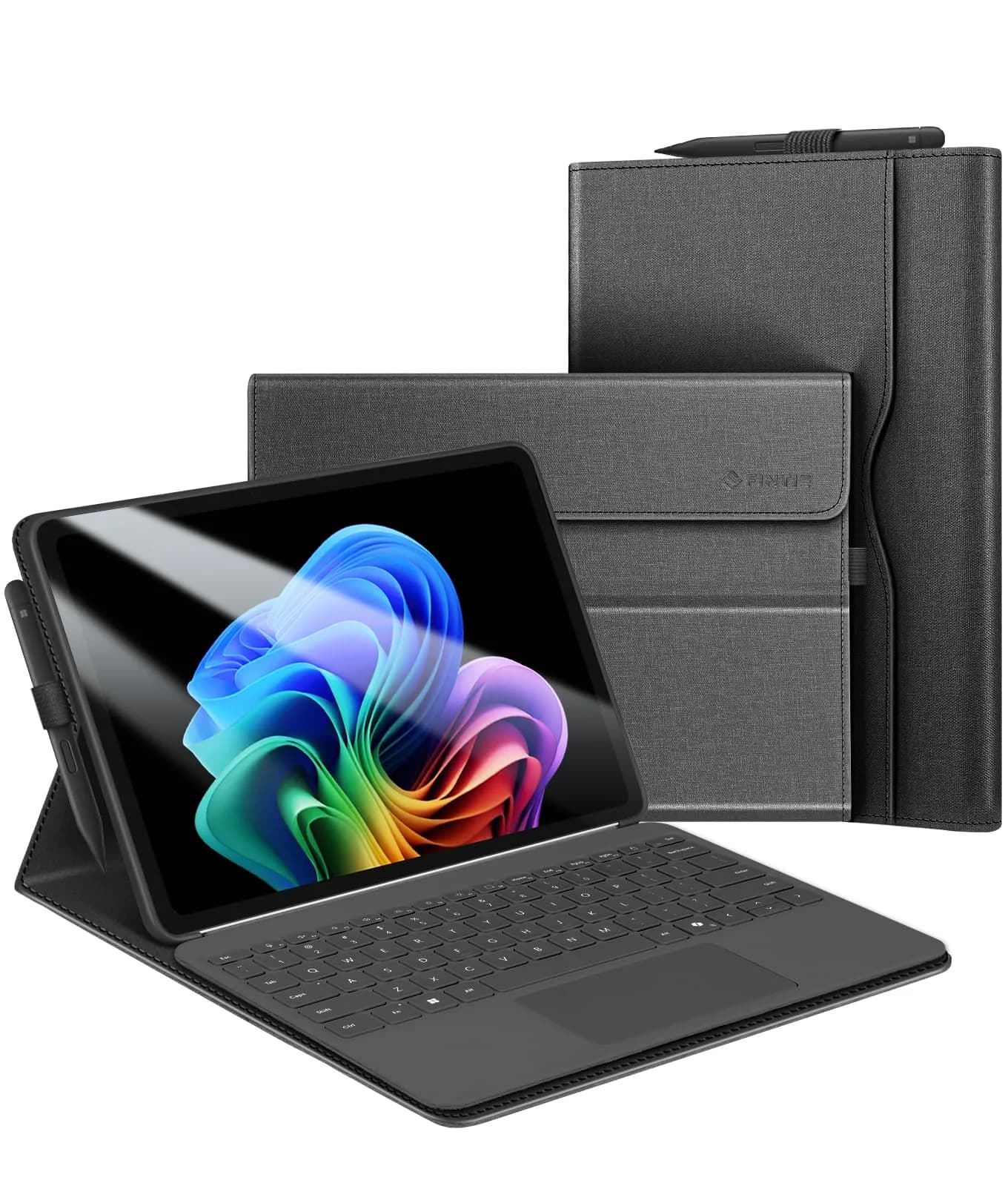 Fintie Protective Portfolio Case for Microsoft Surface Pro 12 inch (2025) Lilac Purple | Multi-Angle Stand & Stylus Holder — Black