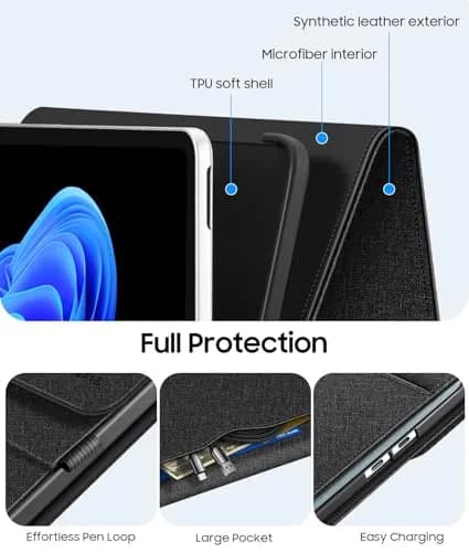 Fintie Protective Portfolio Case for Microsoft Surface Pro 12 inch (2025) | Multi-Angle Viewing Business TPU Back Cover with Pocket & Stylus Holder thumbnail 5