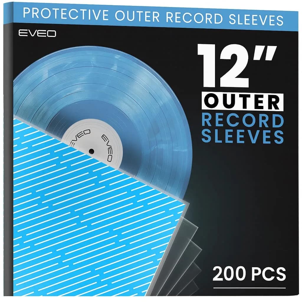 EVEO 200x Outer Vinyl Record Sleeves 3 Mil | Crystal Clear LP Album Covers 32.4 cm (12.75") — Clear