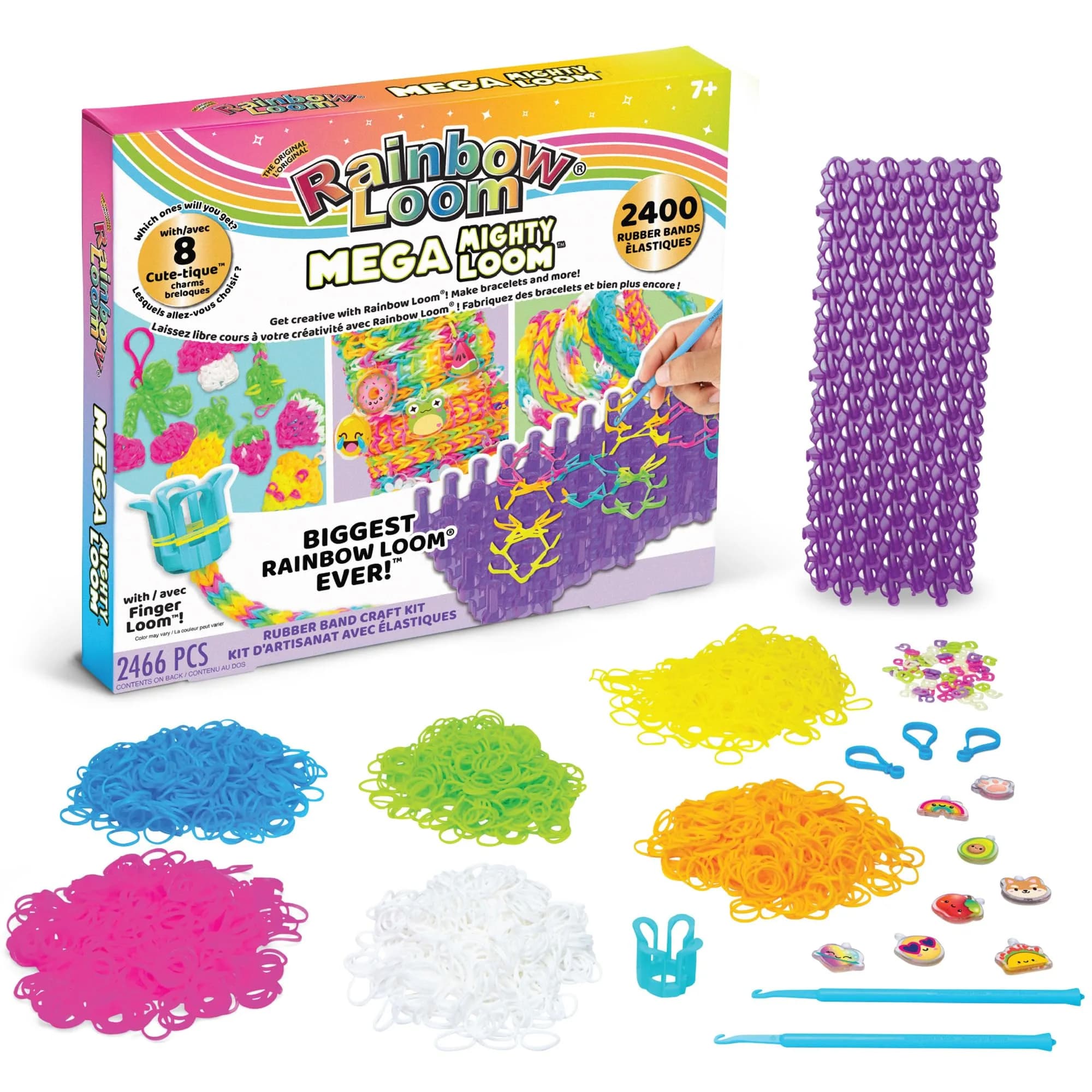 Rainbow Loom Mega Mighty Loom - 2400 Rubber Band Jewelry Craft Kit | Taller Pins for Complex Designs - main product image