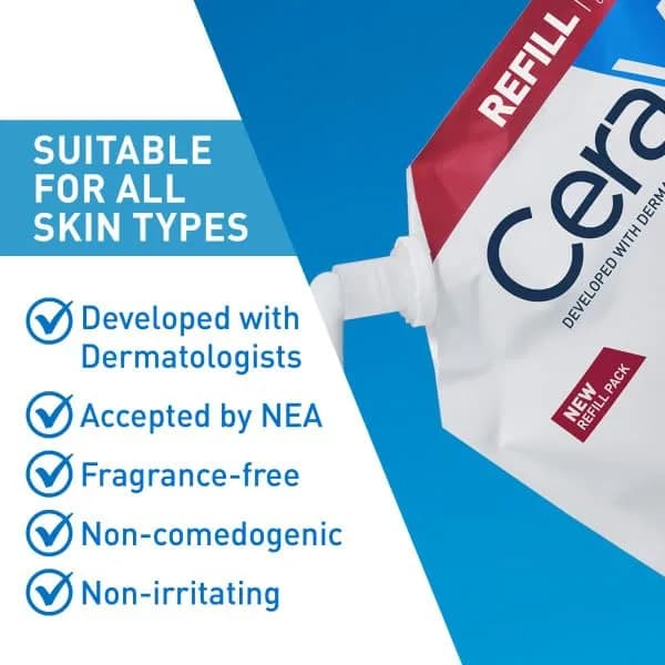 CeraVe Moisturizing Cream Body Lotion for Dry Skin 473ml (16oz Refill) | Hydrates Dry Skin with Hyaluronic Acid and Ceramides thumbnail 3