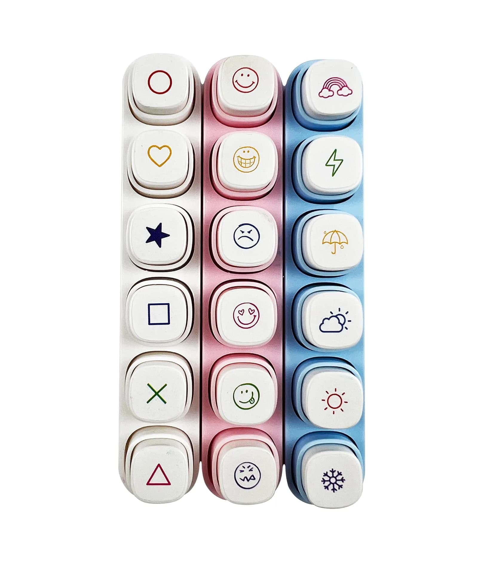 ZMLSED 6-in-1 Planner Stamp Set with Storage Case, 3-Pack | Portable Emoji Bujo Weather Themes for Bullet Journaling