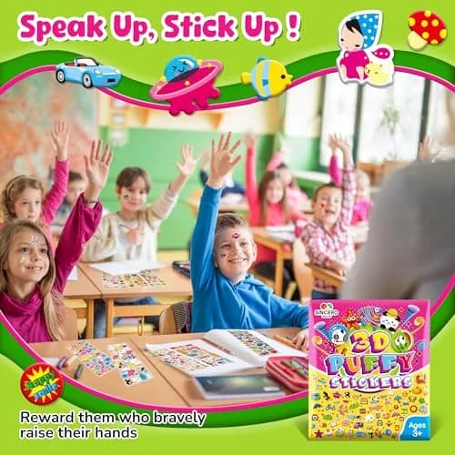 Sinceroduct 3D Stickers for Kids & Toddlers | 3200+ Puffy Reward Stickers for Classroom & Crafts thumbnail 5