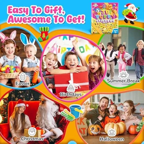 Sinceroduct 3D Stickers for Kids & Toddlers | 3200+ Puffy Reward Stickers for Classroom & Crafts thumbnail 7