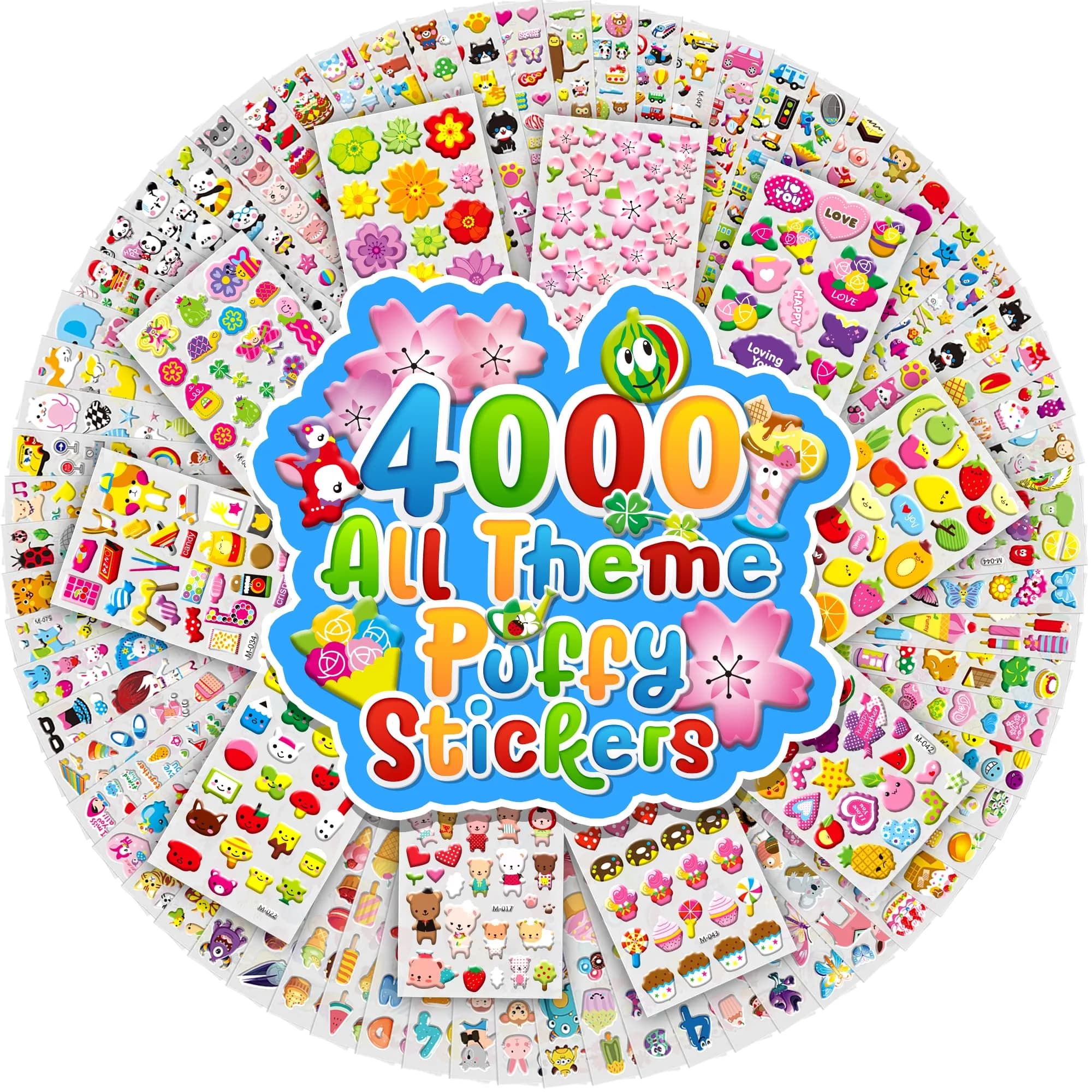 Sinceroduct 3200+ Puffy Stickers for Toddlers & Kids | 64 Sheets, Multicolored 3D Foam Animal & Letter Designs — 4000-N0.1