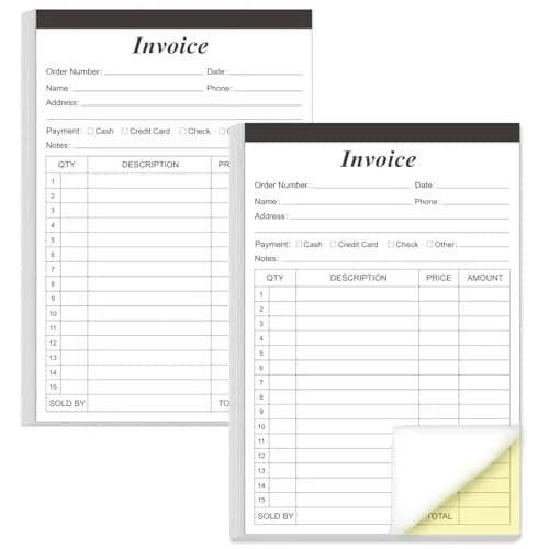 Yaridar Invoice Receipt Book 5.5" x 8.5" 2-Pack | Carbonless Small Business thumbnail 1
