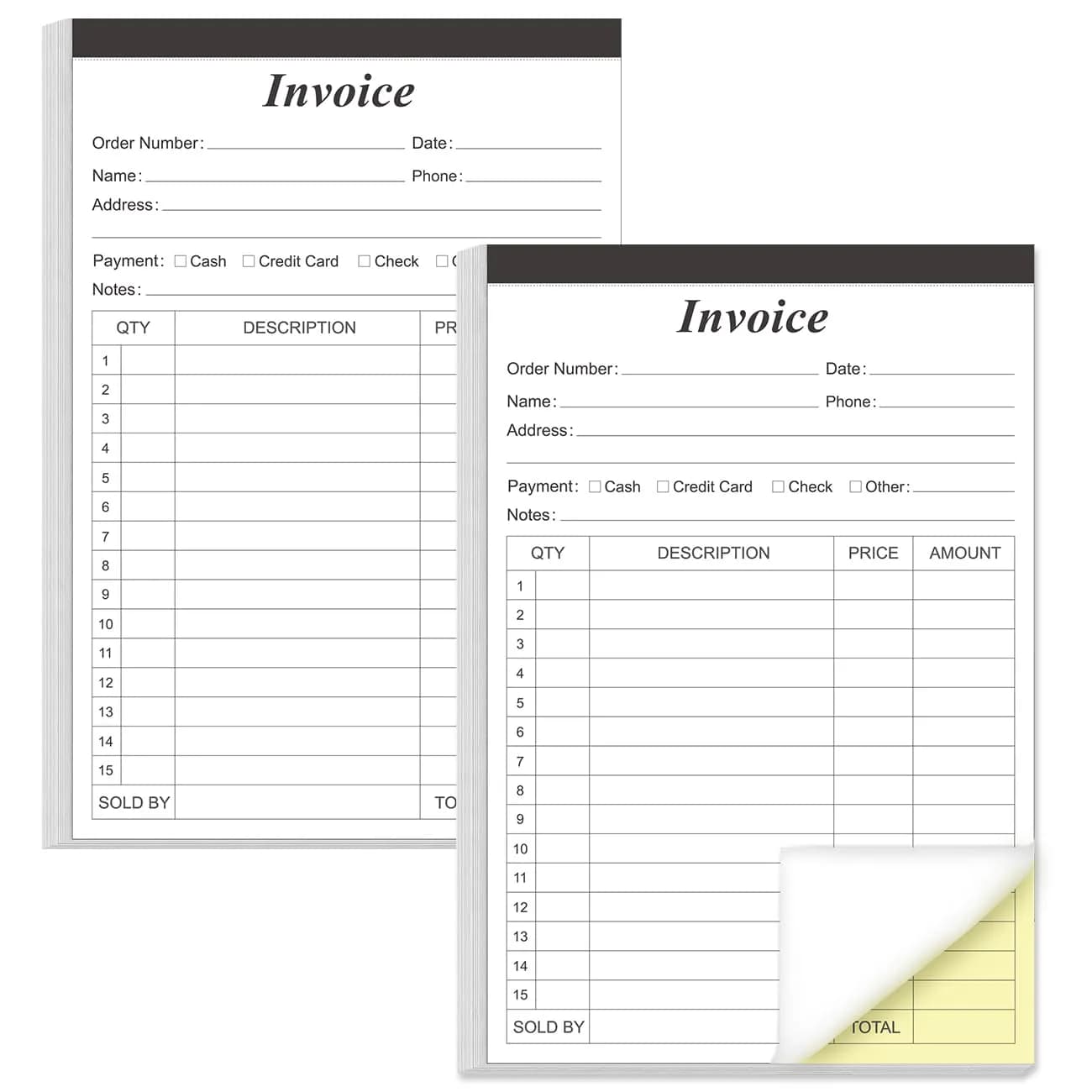 Yaridar Invoice Receipt Book 5.5" x 8.5" 2-Pack | Carbonless Small Business