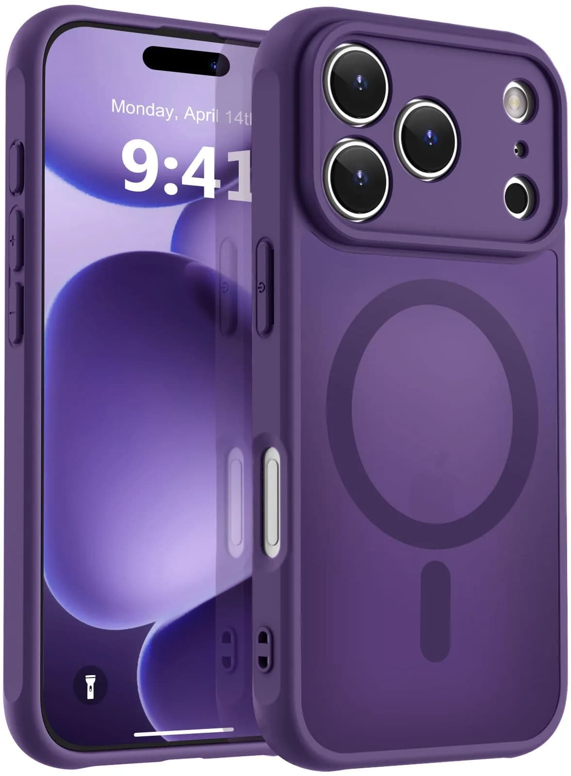 MOCCA Magnetic Shockproof Case for iPhone 17 Pro Max 6.9" | 38 N52+ Super Magnets, 2500GF, 40W Fast Charging — Deep Purple
