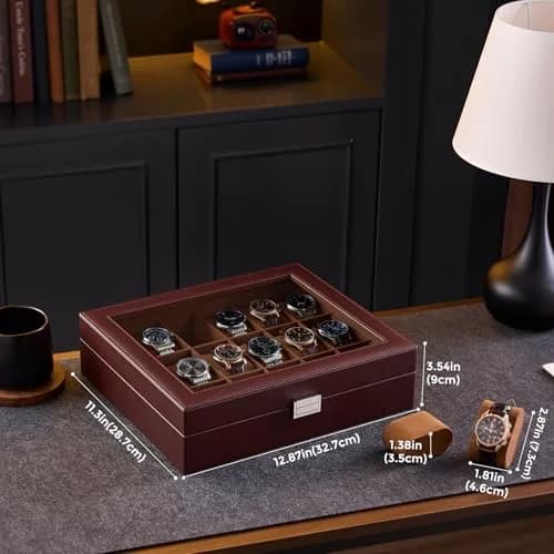 ProCase Watch Case for Men, 18 Slot with Glass Lid | Elegant Storage Organizer for Watches thumbnail 2