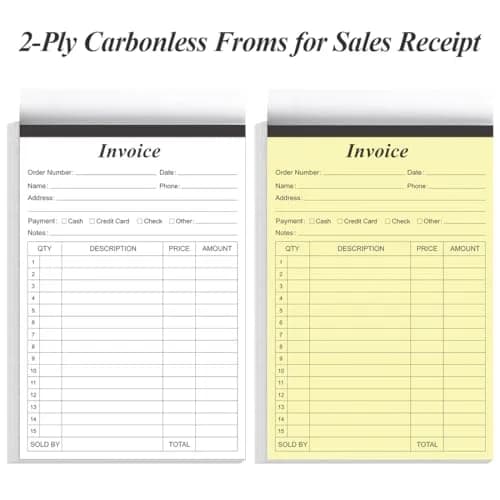 Yaridar Invoice Receipt Book 5-Pack | Carbonless 2-Part, 5.5" x 8.5" for Small Business thumbnail 2